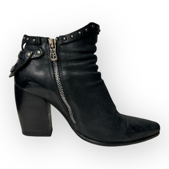 A.S. 98 Black Studded Side Zip Ankle Booties 39 - Picture 7 of 12